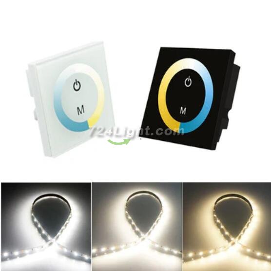 12V-24V DC TM07 Wall Panel Touchable Color Ring LED Controller for Dual White Color Temperature Adjustable LED Strips