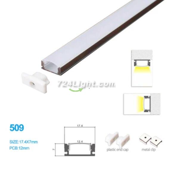 17.4*7 MM Ceiling/Wall Mounted LED Aluminum Profile w/Arch Cover for LED Strip Lighting Application
