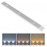 2 Pack 3-Color Dimmable LED Motion Sensor Under Cabinet Light, Rechargeable Magnetic Wireless Under Counter Lighting for Kitchen Bedroom Closet Cupboard Wardrobe Stairs Corridor