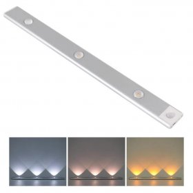 2 Pack 3-Color Dimmable LED Motion Sensor Under Cabinet Light, Rechargeable Magnetic Wireless Under Counter Lighting for Kitchen Bedroom Closet Cupboard Wardrobe Stairs Corridor