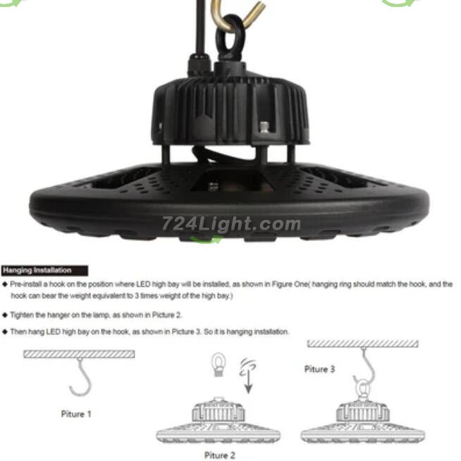 150W UFO LED High Bay Light Fixture 13000LM CRI>80 IP65 Waterproof 100-277VAC Non-Dimmable for Warehouse & Supermarket