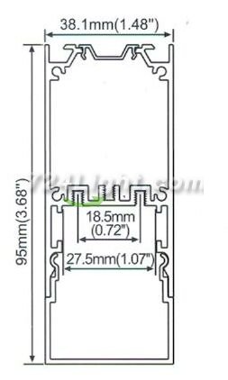 Super Wide 27.5mm LED Channel Slim LED Profile(H):95mm x 38.1mm(W) 1 meter (39.4inch) LED Line lighting Channel