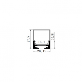 2027LED square PC three-sided light-emitting linear light hard light strip aluminum shell kit