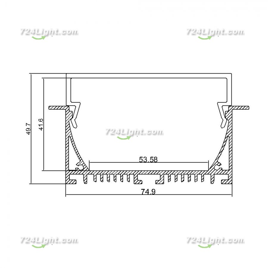 2.5 Meter 98.4â€œ PB-AP-GL-047-RD LED Aluminium Channel Recessed Aluminum LED profile with flange LED Channel For 5050 5630 Multi Row LED Strip Lights