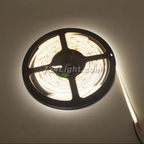 FCOB LED Strip 16.4FT/5M CRI90 480LEDs/m 12W/m 24V Dimmable LED Light Ribbon Indoor Use