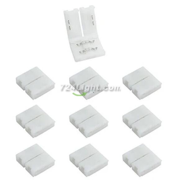 10pcs Pack Solderless Snap Down 2 pin Conductor LED Strip Connector for 10mm Wide 5050 5630 Single Color Flex LED Strips