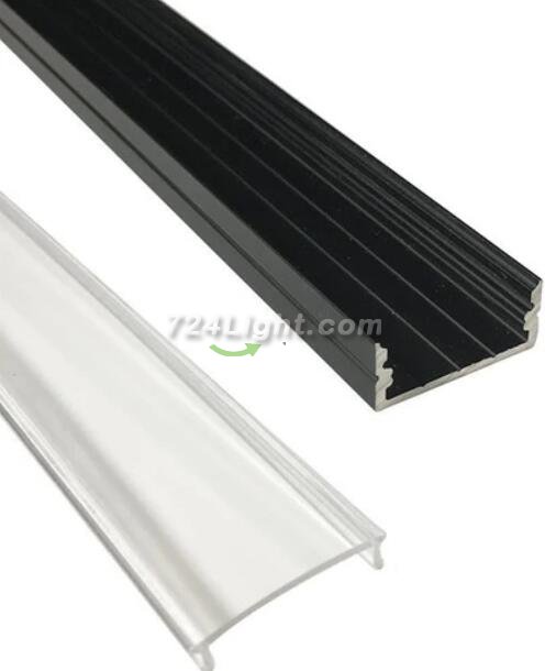 Black LED Aluminum Profile U04 10x23mm U-Shape LED Aluminum Channel System for LED Strips Installation