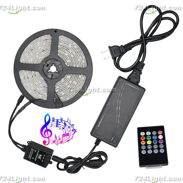 LED SOFT LIGHT WITH MUSIC 5050 SET 5 METERS 300 LIGHTS BARE BOARD GLUE RGB COLORFUL INTELLIGENT VOICE CONTROL LIGHT STRIP