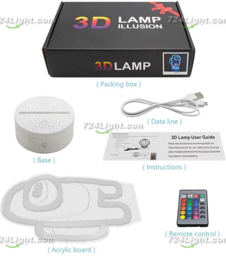 Among Us Toys 3D LED Multicolor Night Light w/ 16 Colors Remote Touch Switch Adjustable Brightness for Kids Bedroom Decoration