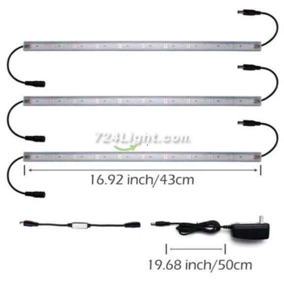 LED Grow Light Strip Kit with Full Spectrum LEDs, 36W IP65 Waterproof Dimmable LED Plant Grow Light Bar for Germination, Growth and Flowering