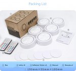 6 Pack LED Puck Lights with Remote, White Finish RGBW Color Changing Under Cabinet Lights Wireless,13 Colors Changeable LED Closet Light Dimmable,AA Battery Operate Push Night Lights with Timer Function