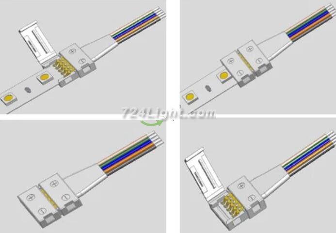 10PCS PACK RGBW LED Strip Connectors Solderless Snap Down 5Conductor Connectors for 12mm Wide SMD5050 RGBW Color Flex LED Strips