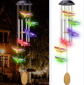Solar Wind Chimes, Butterfly Solar Wind Chimes Outdoor Decorative Lights For Patio Garden Window Holiday Gifts