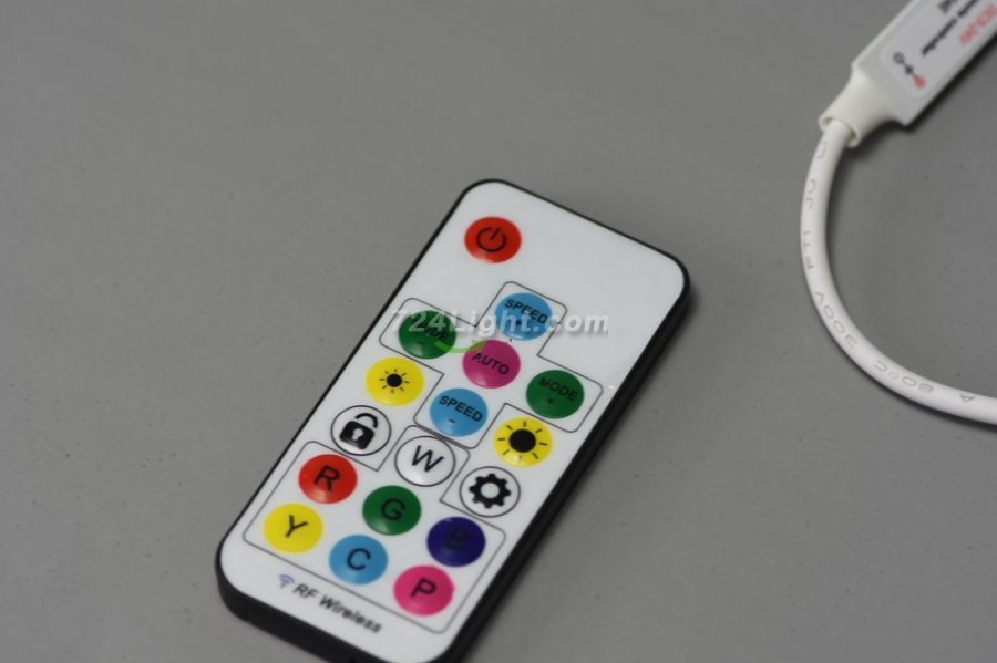 DC 5V-24V Mini Wireless 17 Keys RF Remote Controller with Lock Function 300 Kinds of Color Changes for WS2812 WS2811 SK6812 RGB LED Strip Light