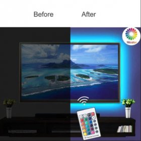 2M/6.56Ft 5V USB SMD5050 30leds/M LED TV Backlight strip lights RGB Multi-color Bias Lighting Kit for 40-60inch HDTV, With RF Remote Controller