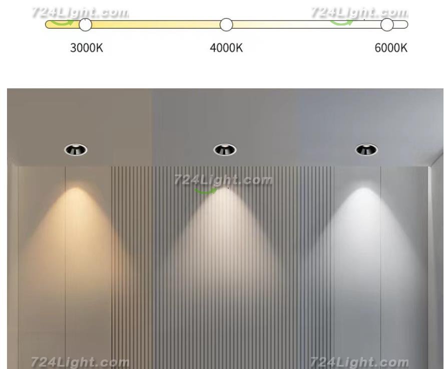 12W Downlight LED High Display Deep Anti-glare Embedded Spotlight Living Room Bedroom Intelligent Doft Light Lighting Downlight