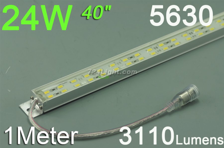 1Meter Double Row Waterproof LED Strip Bar 39.3inch 5630 Rigid LED Strip 12V With DC connector 144LEDs/M - Click Image to Close