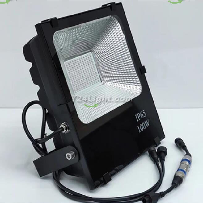 DMX512 RGB LED Flood Light 100W AC110-220V Outdoor IP66 LED WallWasher BLACK Aluminum Case Tempering Glass Cover High Lumen Security Light,Tunnel Spotlight Garden Landscape Lawn Lamp