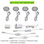 4pcs Pack Round LED Under Cabinet Lighting Stainless Steel LED Puck Light 2W 12VDC, 3 Switches Optional Controllable Puck Light for Motorhome, Caravan, Truck, Kitchen, Wine Cabinet, Wardrobe