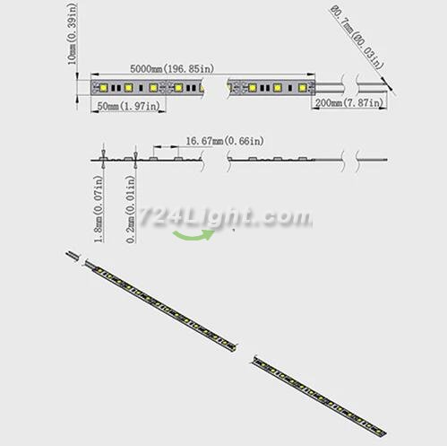 DC 12V Dimmable SMD5050-300 Flexible LED Strips 60 LEDs Per Meter 10mm Width 900lm Per Meter