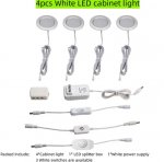 4pcs Pack LED Under Cabinet Lighting 2.5W 12VDC Ultra Thin, 3 Switches are Available Controllable Puck Light for Motorhome, Caravan, Truck, Kitchen, Wine Cabinet, Wardrobe
