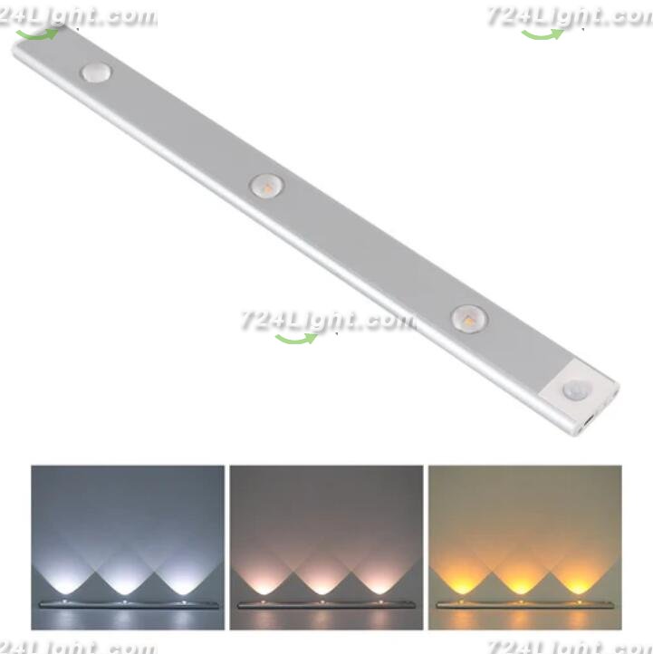 2 Pack 3-Color Dimmable LED Motion Sensor Under Cabinet Light, Rechargeable Magnetic Wireless Under Counter Lighting for Kitchen Bedroom Closet Cupboard Wardrobe Stairs Corridor