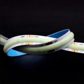 16.4FT (5Meters) Roll of Icy Blue Color COB LED Flex Strip Spot Free in 24V with 512 LEDs 14Watt per Meter Flexible LED Tape 10mm Wide PCB Non-waterproof