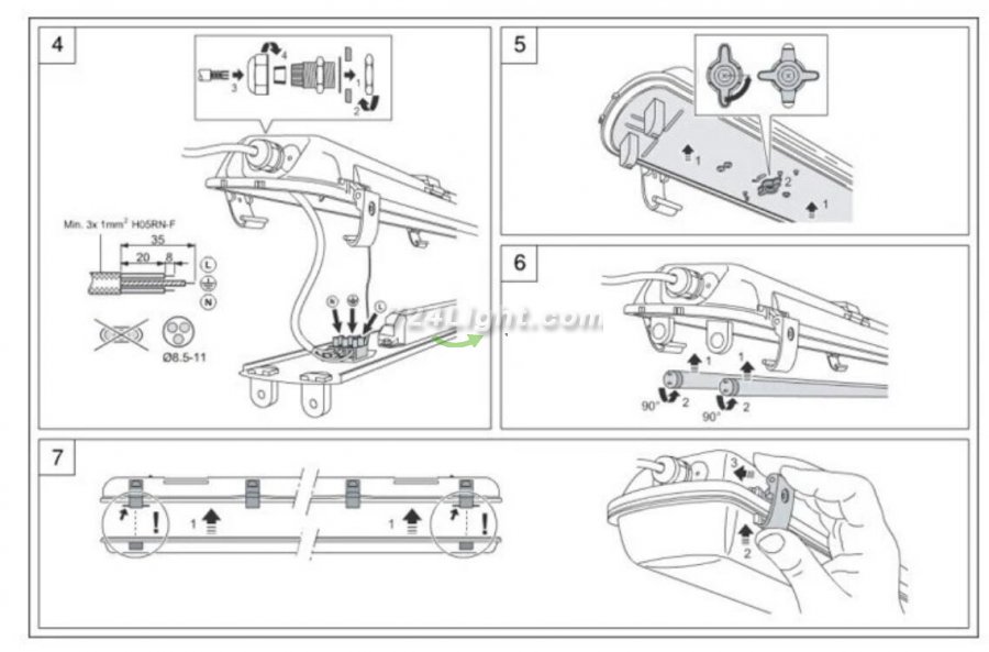 Milky White Cover T8 LED Tube Lights with Striped Clear Tri-proof T8 Tube Fixture for Single Tube