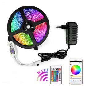 16.4FT/5Mtr 150LEDs RGB LED Strip Light Kit SMD5050 30LEDs/Mtr, WiFI Wireless, Smart APP controlled