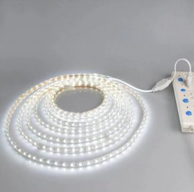 AC 110V 220V SMD5050 High Voltage Flat Strip Light 60 LEDs Per Meter 12mm Width with Wall Outlet Power Plug