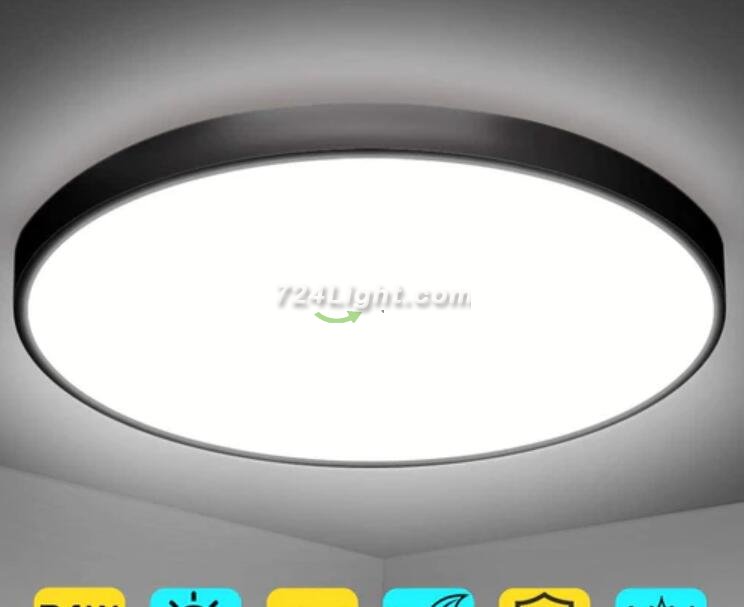 2 Pack 12 Inch 24W Flush Mount LED Ceiling Light 2800 LM Black Round LED Ceiling Lamp