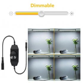 6 Pack 7mm Thick Black Finish LED Under Cabinet Lighting Kit Dimmable 1800LM CRI90 SMD2835 12V 30W with Dimmer & Power SUpply Included
