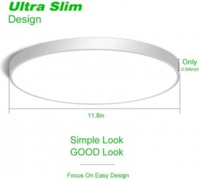 12 Inch 24W Flush Mounting Modern LED Ceiling Lights for Bedroom, Kitchen, Bathroom