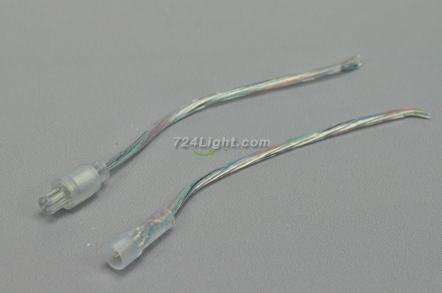 22AWG 35cm Waterproof 4pin LED Connector Transparent Line Waterproof Female And Male LED Connector