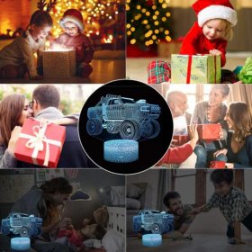 Transportation Images 3D Illusion LED Night Light w/ 16 Colors Remote Touch Switch Adjustable Brightness for Kids Bedroom Decoration