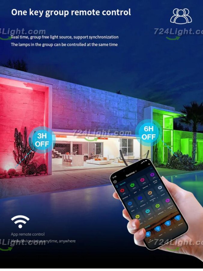 2 Pack 30W RGBCW Outdoor LED Floodlight WiFi Bluetooth RGBCW 2700K-6500K & 16 Million Colors, LED Landscape Lights, IP66 Waterproof