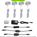 4pcs Pack LED Under Cabinet Lighting 2.5W 12VDC Ultra Thin, 3 Switches are Available Controllable Puck Light for Motorhome, Caravan, Truck, Kitchen, Wine Cabinet, Wardrobe