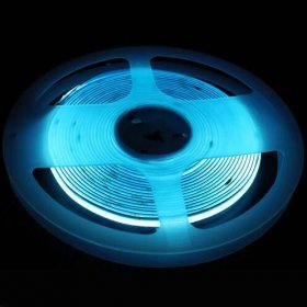 16.4FT (5Meters) Roll of Icy Blue Color COB LED Flex Strip Spot Free in 24V with 512 LEDs 14Watt per Meter Flexible LED Tape 10mm Wide PCB Non-waterproof