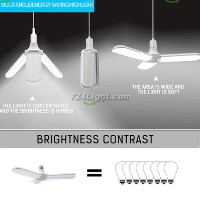 45W Deformable LED Garage Ceiling Lights 4500LM 6500K White 400 Watt Equivalent CRI80+ E26/E27 Base