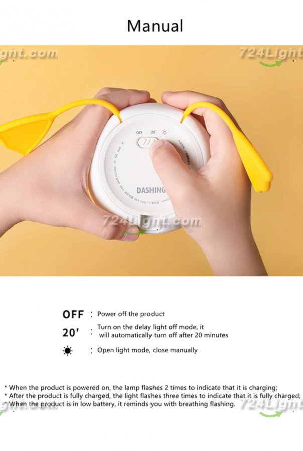 2pcs Pack Duck Lamp LED Night Light Rechargeable Desk lamp with Timer for Baby Girls Boys