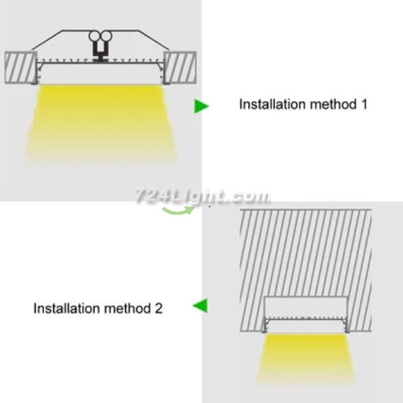 2 Pack H20050 Big Aluminum Extrusion Channel for Flush Mounting Linear Office Lighting System