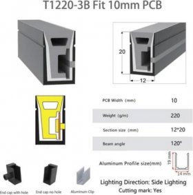 16.4FT(5Meters) 12*20mm 120° Side Insert Top Emitting IP67 Waterproof Flexible Full Black Silicon LED NEON Tube Housing Fit for 10mm Wide LED Strip Light