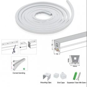 16.4FT DC12V T1616 Silicone RGB Color Changing LED Neon Flexible IP67 Waterproof Strip Lights for DIY Indoor Outdoor Decorative Signs Letters