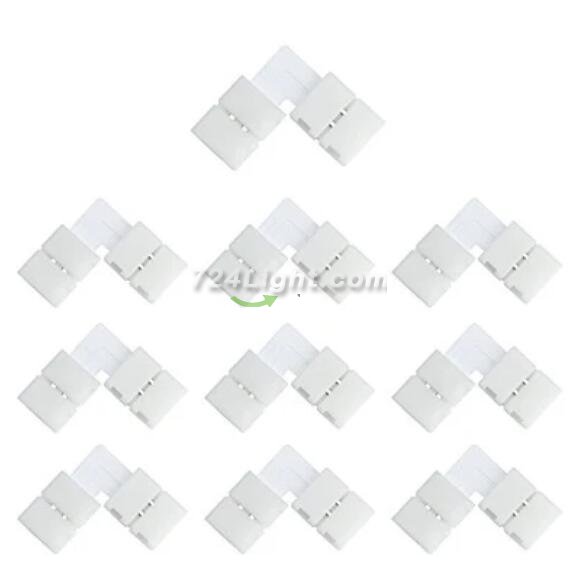 10pcs Pack Solderless Snap Down 2 pin Conductor LED Strip Connector for 10mm Wide 5050 5630 Single Color Flex LED Strips