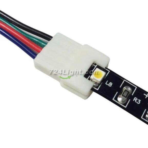 2 Pack (2016 Updated Version) Solderless Jumper Snap Down 4Conductor LED Strip Connectors for 10mm Wide SMD5050 RGB Color Flex LED Strips