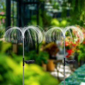 Outdoor Solar Garden Lights, 7 Colors Changing Waterproof Solar Jellyfish Light for Pathway Patio Lawn Party Decoration(2 Pcs)