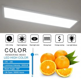 1'x4' (295x1195mm) 40W LED Panel Light in 0.39'' (10mm) White Trim Flat Sheet Panel Lighting Board Super Bright Ultra Thin Glare-Free