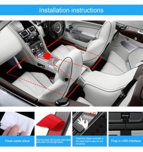 Car Interior Lights 4pcs 48 LED Car Atmosphere Glow Neon lights Multi-Color Music Car LED Strip Lights Decorative Underdash Lighting Kit with Bluetooth APP Controlled Sound Active function Wireless Remote Control