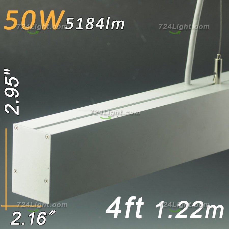 LED Linear Suspension 4ft 1.2 Meter 2.76\"x1.97\" 50W AC120-277V