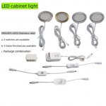 6pcs Packing Rounded LED Stainless Steel Under Cabinet Lighting 2W 12VDC 3 Switches are Available Controllable Puck Light for Motorhome, Caravan, Truck, Kitchen, Wine Cabinet, Wardrobe